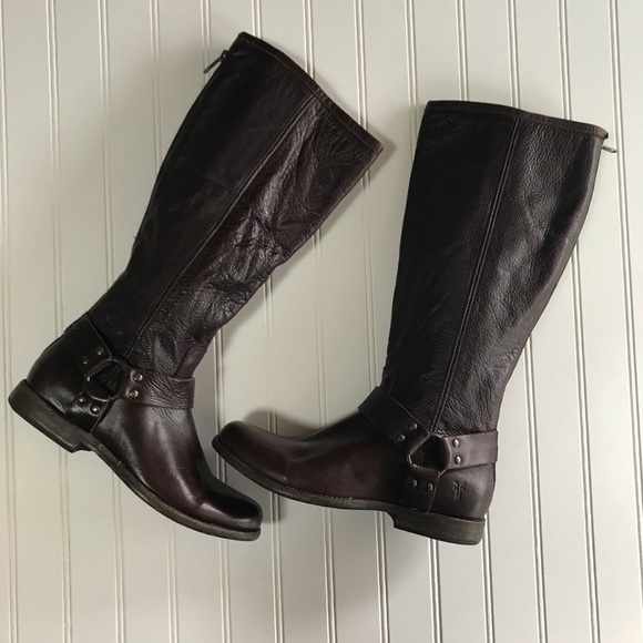 ❌SOLD❌Frye Phillip Harness Tall •Wide Calf brown 7 - Picture 2 of 7